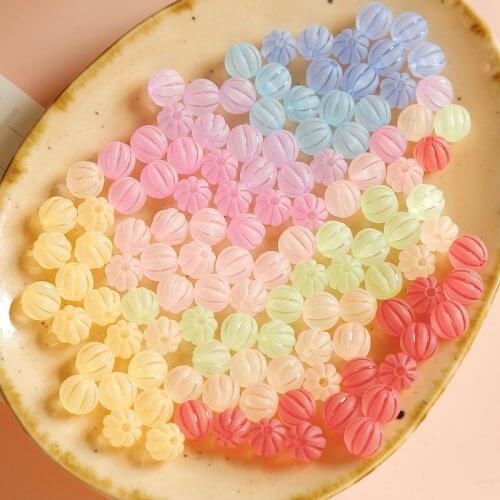 Showa ins style Acrylic Frosted Pumpkin Beads DIY Handmade Earrings Jewelry Accessories Necklace Bracelet Loose Bead Material