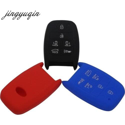 Jingyuqin Silicone Skin Key fob Case for KIA Grand Carnival Sorento 2016 Sedona 6 Button Smart Remote KeyLess Protect Cover