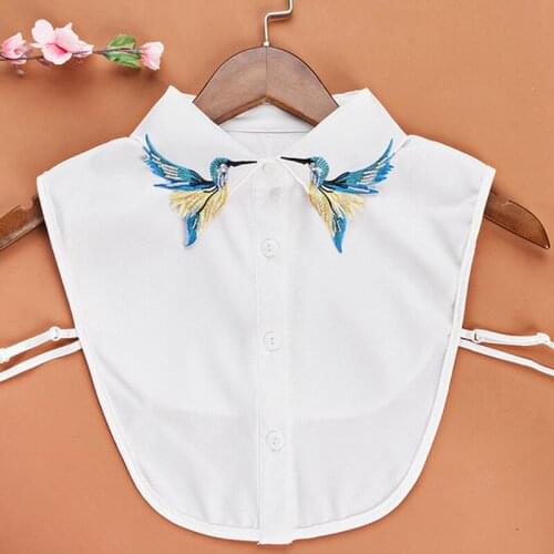 All-match bird embroidery sweet sleeveless collar sweater Bowknot ribbon cotton fashion wild Korean fake lining take sweater