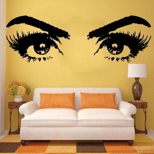 Makeup Salon Girls Beautiful Eyes Face Vinyl Wall Sticker Cosmetic Harddressing Wall Mural Beauty Salon Series Wall Decals Y-901