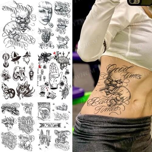 Temporary Tattoo For Women Clown Play Translation Tattoo Sticker Body Art Arm Realistic Sketches Kids Fake Tatoo Girls Sleeves
