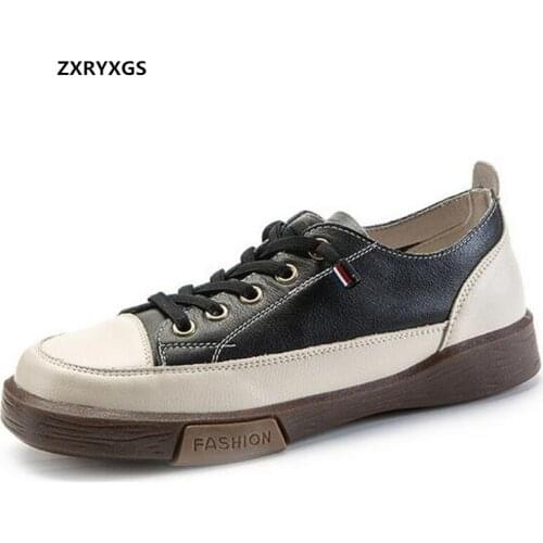 Promotion 2021 New Classic Retro Lace-up Low-top Genuine Leather Shoes Woman Sneaker Fashion Casual Shoes Large SizeTrendy Shoes