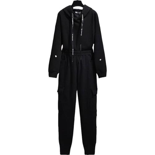 2020 Autumn Winter Oversized Two-Piece Set Women Sweatshirts Hoodies Casual Trousers Suit Plus Velvet Thick Plus Size 6XL KW253