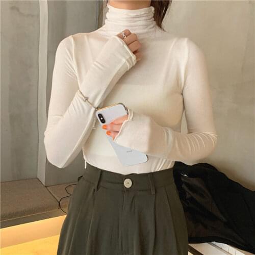 Woman Sweaters Turtleneck Womens Autumn Winter Sexy T-shirt Knitted Slim Fit Underwear Long Sleeved Top