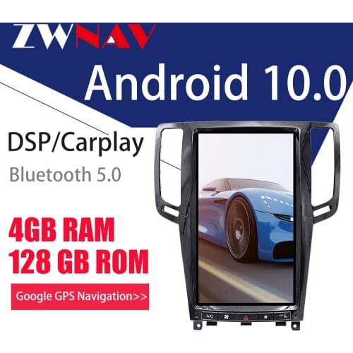 ZWNAV Android 10 PX6 4G128G Tesla Screen Carplay For 2007-2013 Infiniti G25 G37 Unit Auto Audio Stereo Radio Recorder