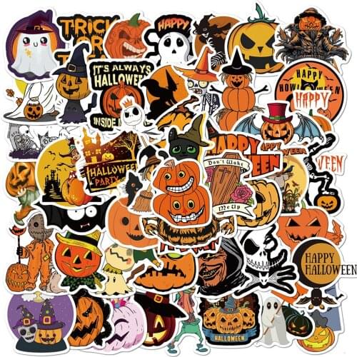 10/30/50pcs New Halloween Stickers Horror Funny Pumpkin DIY Motorcycle Laptop Skateboard Guitar Helmet Decals Stationery Sticker