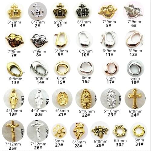 10pcs/lot Korea 3D Alloy Nail Art Decorations Metal Crown Jesus Nail Accessories DIY Charm Styling Tools Nail Parts Tips