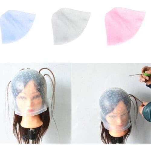 10pcs/lot Reusable Silicon Highlights Hat Hair Colouring Highlighting Dye Cap Frosting Tipping Dyeing Color Tools hair