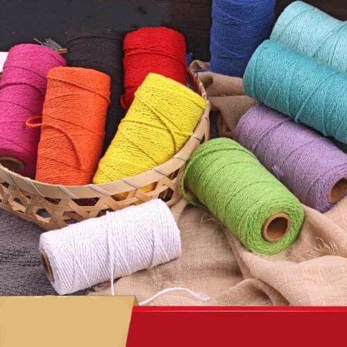 3mm 100% Cotton Cord Colorful Cord Handmade DIY Rope Twisted Macrame String Home Wedding decoration supply Film packaging 100m