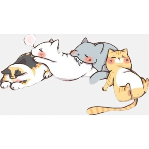 14CM*8CM Cartoon Four Sleepy Cats Car Sticker PVC High Quality Decal 11-00921