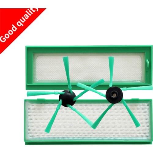 2 pcs / batch Robot vacuum cleaner parts for Vorwerk Kobold VR200 VR200 Replacement of HEPA filter + 2 side brush