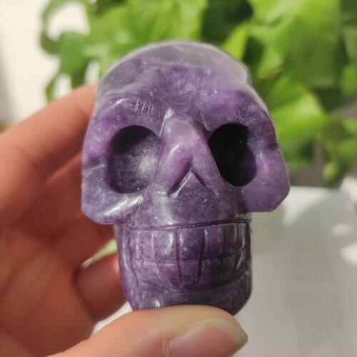 3.0" Kunzite Healing Crystal Skull Quartz Crystal Sculpture Natural Reiki Skull Gemstone Stone Home Collectible