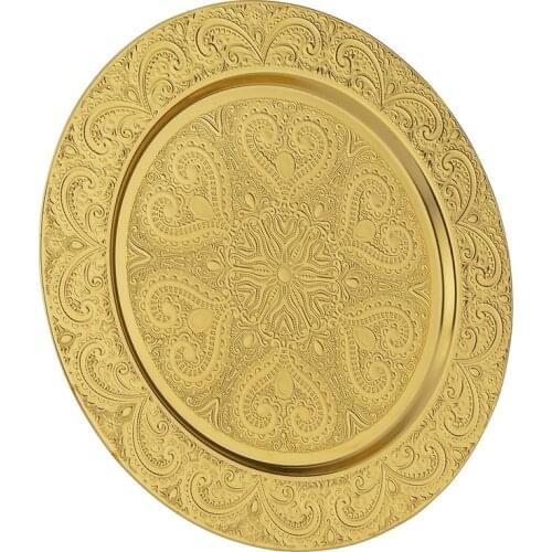 6 Pieces Iron Plates Gold Silver Serving Plate Authentic Style Dinner Dishes Round Cake Tray Round Kitchen Gift Made in Turkey