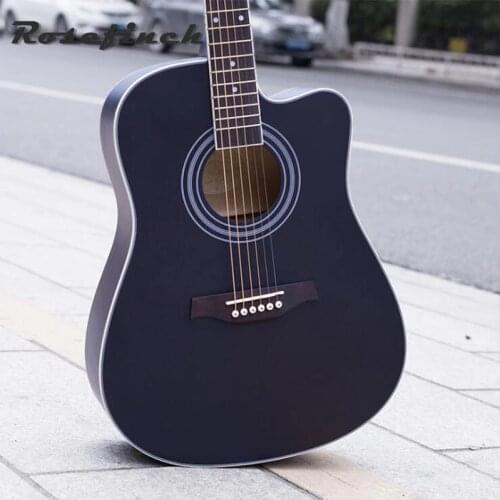Best Selling 41 Inch Acoustic Guitar For Beginners Basswood Guitar Matte Black Practice Guitar Musical Instrument Gifts AGT12