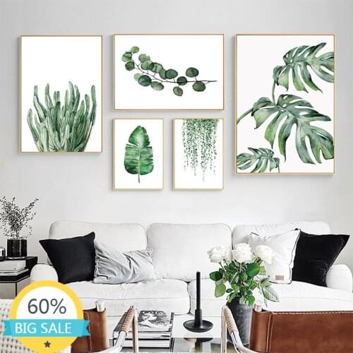 Green Water Color Leaves Plants Diamond Painting Full Round Mosaic Diamond Embroidery Wall Art Home Decor Cross Stitch Kits