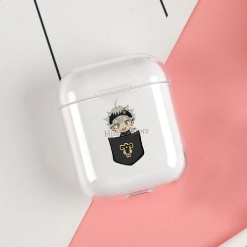 Asta Black Clover Cases For Apple AirPods 1 2 Case Clear Wireless Bluetooth Earphone Case Protective Shell