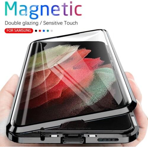 For Samsung S 21 Ultra Case 360° Magnetic Metal Edge Covers For Samsung Galaxy S21 Plus S21Ultra Double-sided Glass Phone Cases