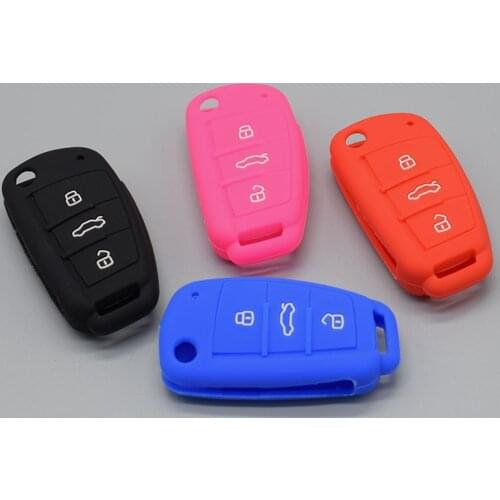 For Audi A1 A2 A3 A4 A5 A6 A7 TT Q3 Q5 Q7 R8 S6 S7 S8 SQ5 RS5 flip folding remote protect Silicone Rubber car key Cover case