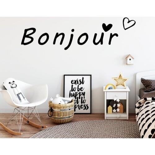 Custom French Bonjour Vinyl Kitchen Wall Stickers Wallpaper For Kids Rooms Diy House Decoration Wall Art Sticker Murals