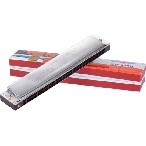 Suzuki W-24 24 Holes Harmonica Tremolo Key of C with Box Musical Instrument for Beginner Student