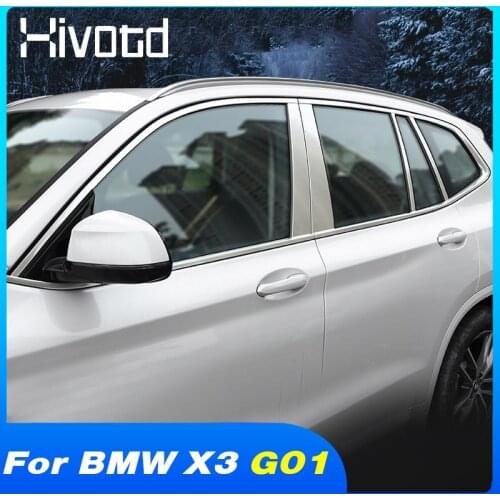 Hivotd Window Trim Frame Stainless Steel Pillar Posts Cover Exterior Accessories Car Modification Parts For BMW X3 G01 2018-2021