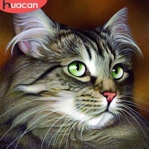 HUACAN Diamond Painting Kit Animal Full Square/Round 5d Diamond Embroidery Mosaic Cat Handicraft Home Decor Gift