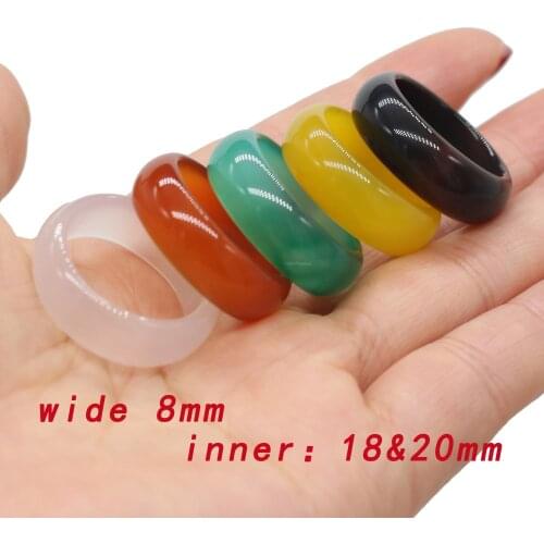 1Pcs Natural Stone Ring Yellow Jades Red Agates Rings for Charms Jewelry For Women Man Reiki Healing Gift