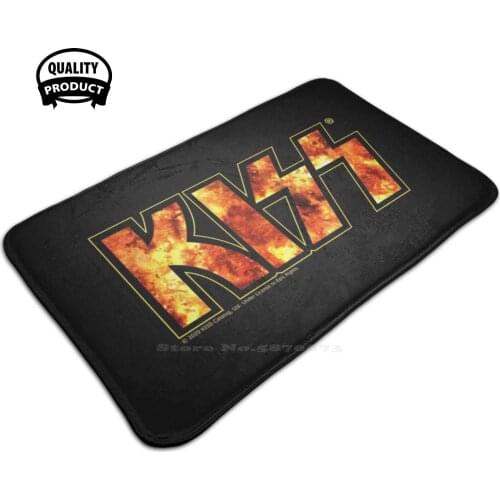 Kiss Band Fire Logo Door Mat Foot Pad Home Rug Kiss Kiss Fan Art Kiss Band Kiss Music Kiss Fanart Kiss The Band N Roll Catman