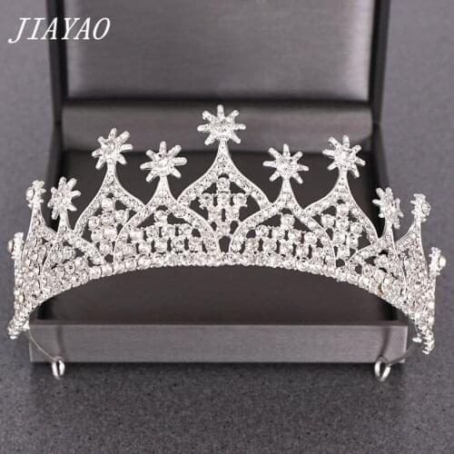 Rhinestone Crystal Tiara Wedding Hair Jewelry Headband Bridal Hair Accessories Tiara Wedding Crown Silver Color Princess Diadem