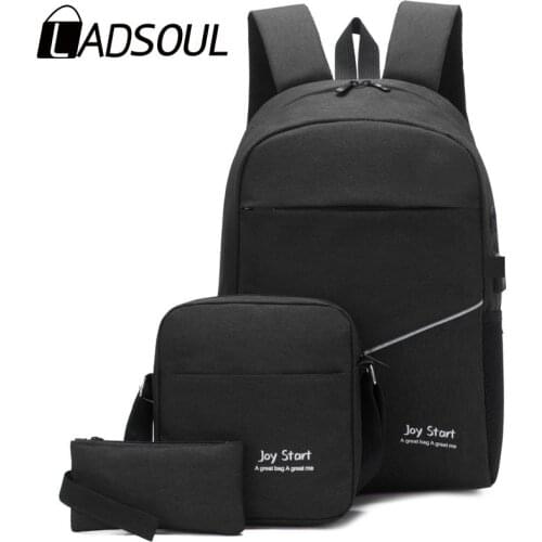 LADSOUL Three-piece Men And Women Fashion Men And Women Travel Bag Casual Backpack Unisex Business Backpack School Backpack