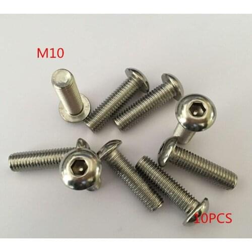 10pcs/Lot Metric Thread M10*12/14/16/18/20/22/25/30/35/40/45-80mm 304 Stainless Steel Button Head Hex Socket Cap Screws Bolts