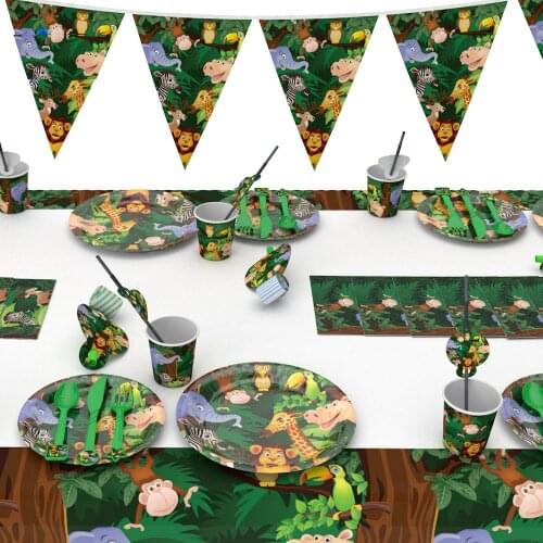 New! Jungle Birthday Party Balloons Jungle Safari Party Forest Decoration Kids First Birthday Safari Jungle Party Supplies