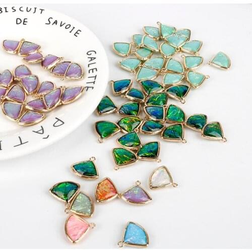 2020 New 2Pcs Sector Shape Pendant Resin Copper Fashion Bright Charm Making for Jewelry DIY Earring Findings Accessories
