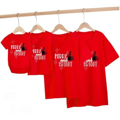 Christmas Family Matching Clothes Father Son Mother Daughter T-Shirt Letter Print Family Look Adult Kids Baby Men Women Xmas Top