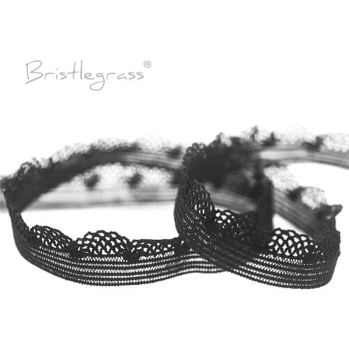 BRISTLEGRASS 5 Yard 3/8" 10mm Picot Frilly Mesh Decorative Lace Trim Elastics Spandex Band Underwear Lingerie Dress Sewing Craft