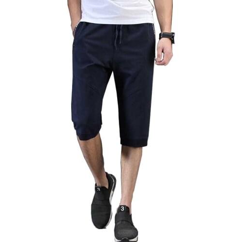 Summer Mens Shorts Casual Sweatshort With Zipper Pocket 3/4 Length Baggy Hip Hop Exercise Joggers Short Pants Plus Size 6XL