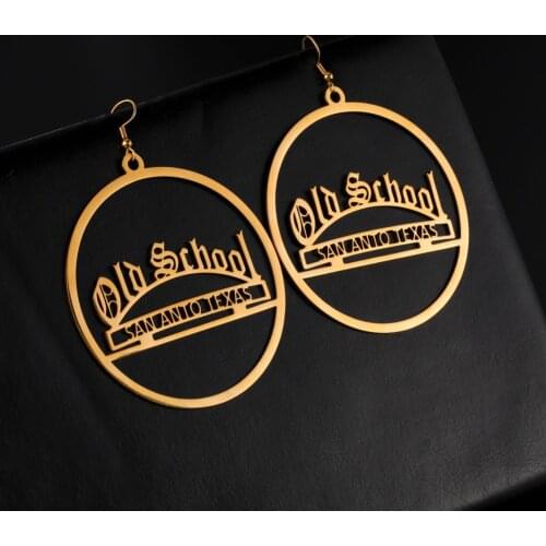 Sipuris 30-70 MM Personalized Big Hoop Earrings Stainless Steel Custom Picture Logo Drop Earrings For Women Jewelry Party Gift