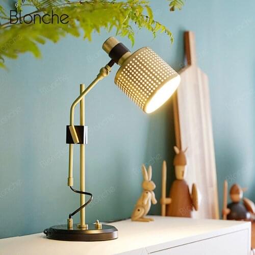 Modern Table Lamp Nordic LED Rotatable Desk Light Hollow Out Shade Light Fixtures for Study Bedroom Living Room Decor Luminaire