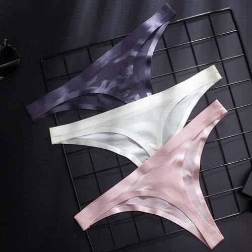 Anewmorn Sexy Lingerie Women Panties Transparent Ice Silk Breathable Low Waist One Piece Womens Seamless Briefs Cocy No Trace