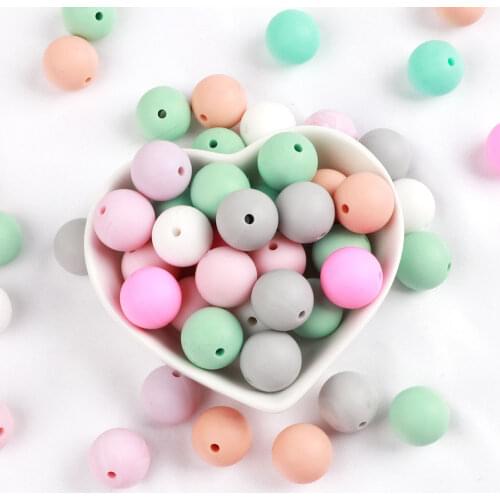 TYRY.HU 12mm 50Pc Silicone Beads Baby Teething Chewable Teethers Safe Toys For Pacifier Chain BPA Free DIY Jewerly Making