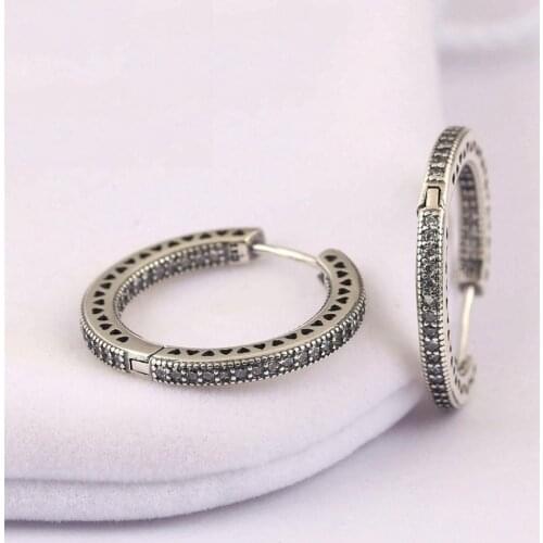 Love Hearts with Crystal Stud Earrings for Women Wedding Party Lady Fine Jewelry Authentic S925 Earring