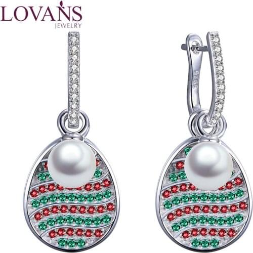LOVANS Women Attract Drop Dangle Earrings Naturel Pearl Earrings Color Zircon Earrings Christmas