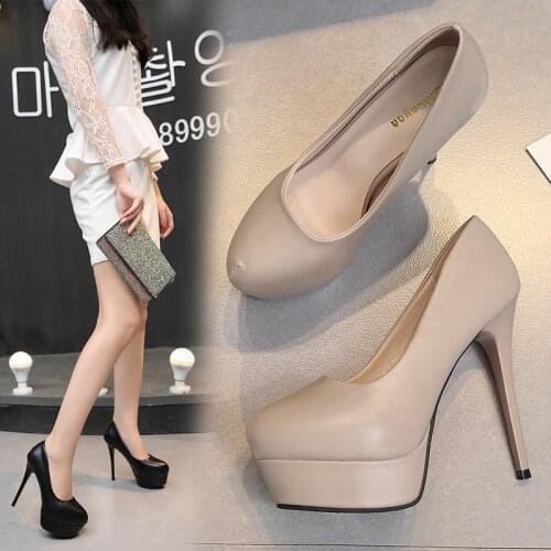 12 Cm Super High Heels Waterproof Platform Womens Shoes Thin Heels Casual Work Shoes Dress Party Pumps Small Size Womens Shoe 33