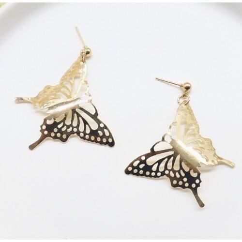 12 pair/ lot fashion jewelry thin iron metal Cutout cute butterfly earrings