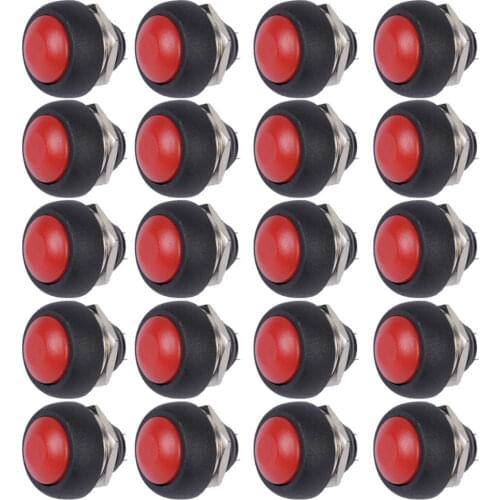 20Pcs Red/black/green/blue/yellow/white Mini Round Switch 12mm Waterproof Momentary Push button Switch