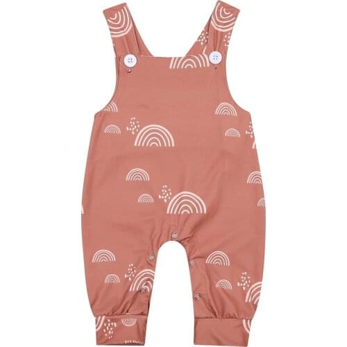 2021 0-18M Cute Infant Baby Girl Romper Rainbow Print Sleeveless Loose Jumpsuit Playsuit Outfit