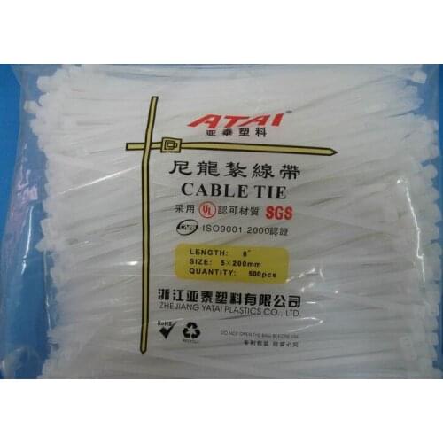 500pcs 5x200 mm 5x200 width 4.0 mm length of 100 mm white/black winding self-locking nylon cable ties line post free shippin