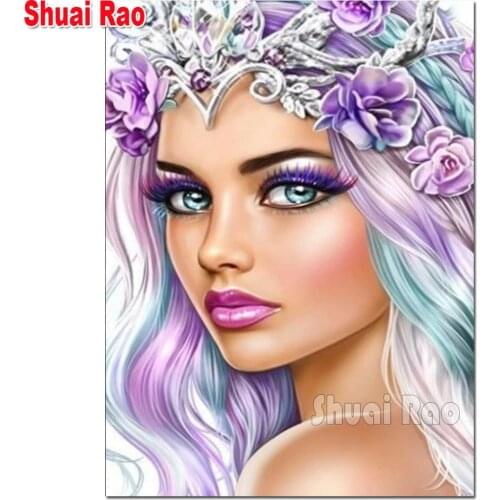 Diy Diamond puzzle 5d diamond mosaic"Pretty woman"diamond painting cross stitch embroidery full round drill Portrait Art