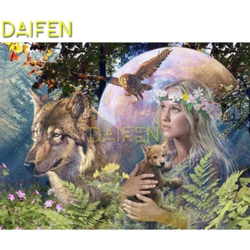 Full Round Diamond embroidery Full Square Diamond mosaic girl wreath wolf eagle fox bear 5D DIY Diamond painting Cross stitch