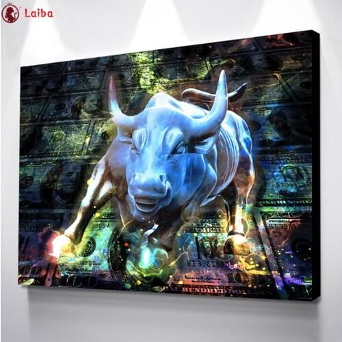 Diamond painting Abstract animal art, cow, dollar bills cross stitch diamond embroidery mosaic room Decor